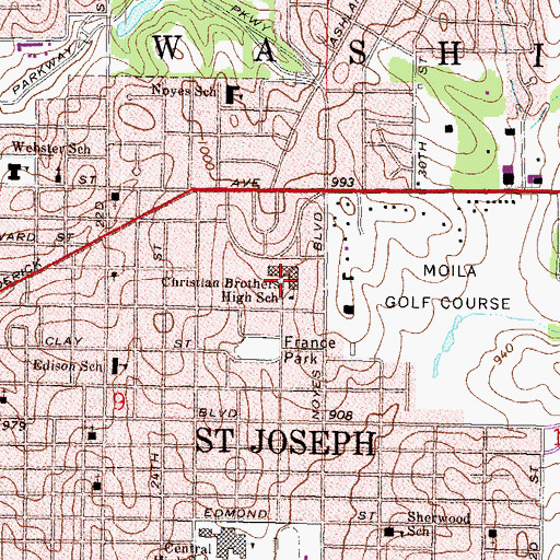 Topographic Map of Bode Middle School, MO