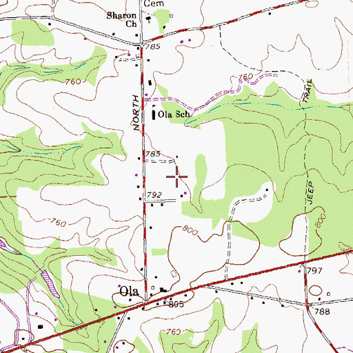Topographic Map of Ola Elementary School, GA