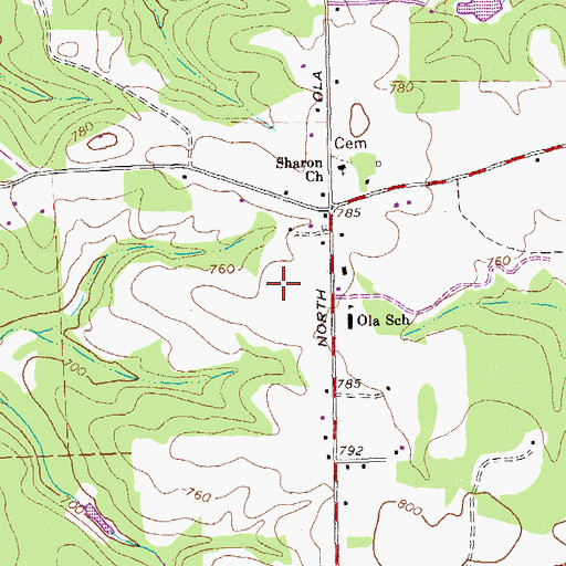 Topographic Map of Ola High School, GA