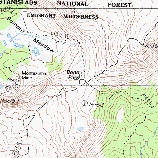 Topographic Map of Bond Pass, CA