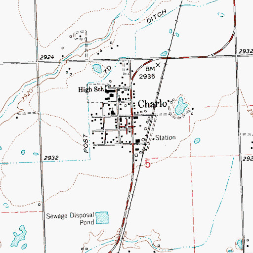 Topographic Map of Charlo - Moiese Rural Fire District, MT