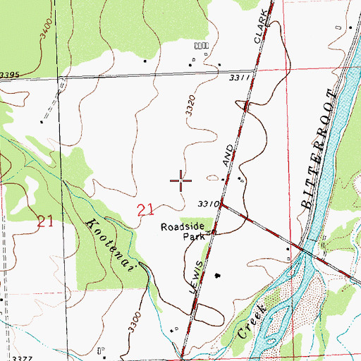 Topographic Map of Stevensville Rural Fire Station, MT