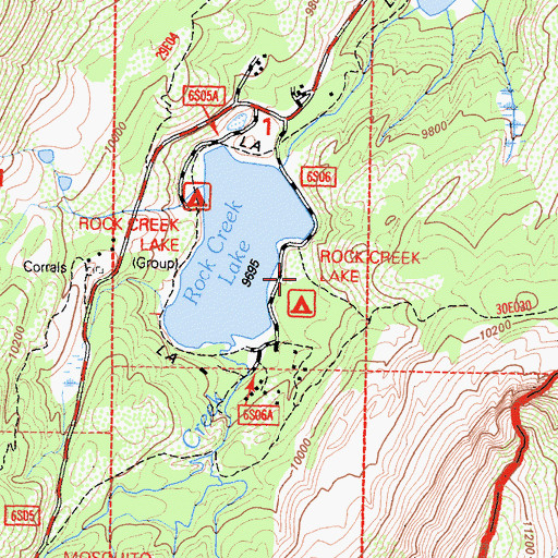 Topographic Map of Tamarack Lakes Trailhead, CA