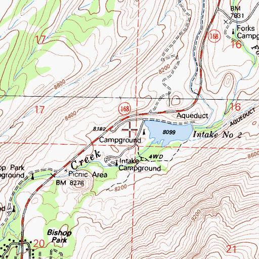 Topographic Map of Intake 2 Picnic Site, CA