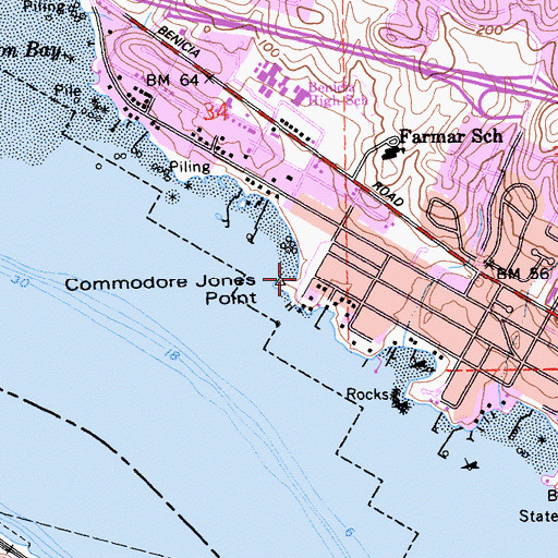 Topographic Map of Commodore Jones Point, CA