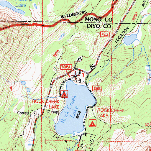 Topographic Map of Rock Creek Picnic Site, CA