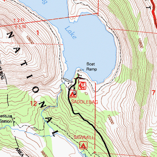 Topographic Map of Saddlebag Lake Trailhead, CA
