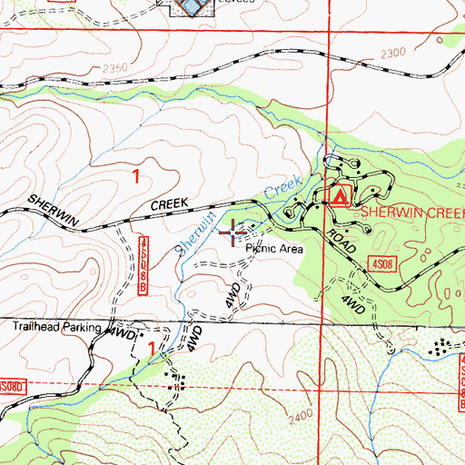 Topographic Map of Sherwin Creek Picnic Site, CA
