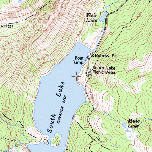 Topographic Map of South Lake-Bishop Pass Trailhead, CA