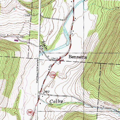 Topographic Map of Bennetts Cemetery, NY