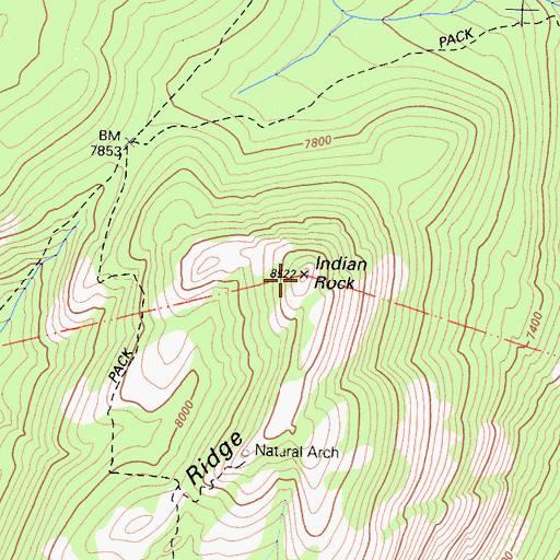 Topographic Map of Indian Rock, CA