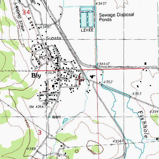 Topographic Map of Bly Trailhead, OR