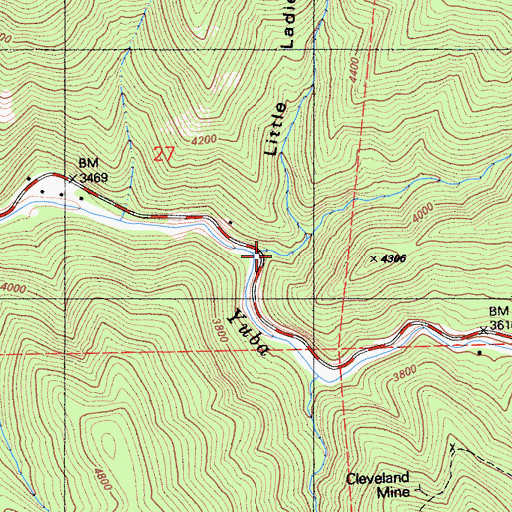 Topographic Map of Ladies Canyon, CA
