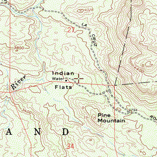 Topographic Map of Indian Flats Campground, CA