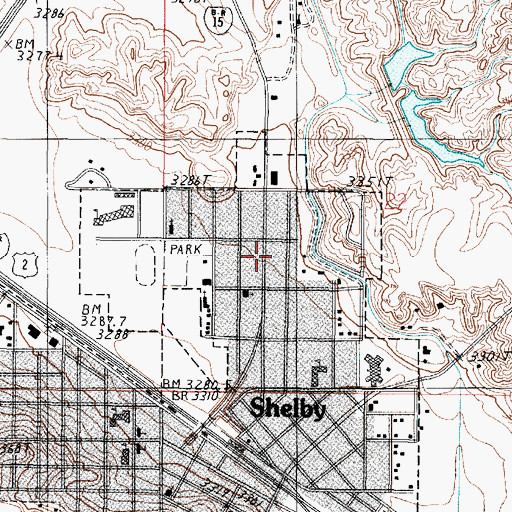 Topographic Map of Montana Highway Patrol District VIII Shelby Detachment, MT