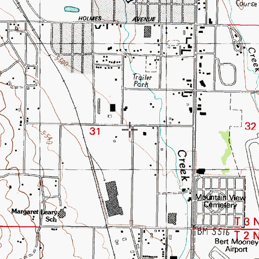 Topographic Map of Beaverhead - Deerlodge National Forest Butte Ranger District Office, MT