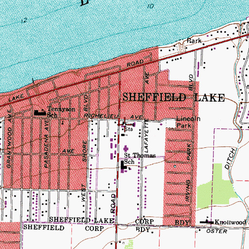 Topographic Map of Sheffield Lake Fire Department, OH