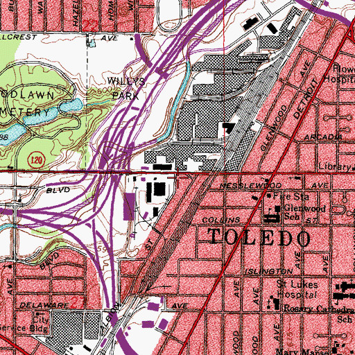 Topographic Map of Toledo Fire and Rescue Department - Station 17, OH