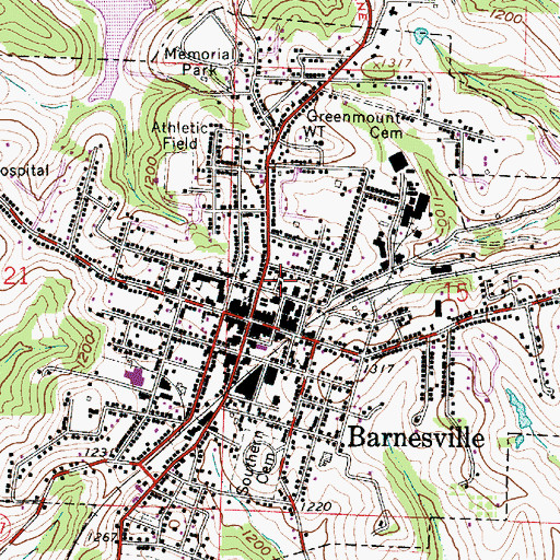 Topographic Map of Barnesville Emergency Medical Services Station 11, OH
