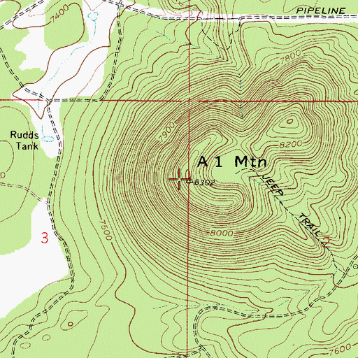 Topographic Map of A 1 Mountain, AZ