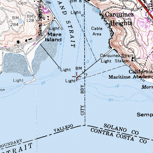 Topographic Map of Napa River, CA