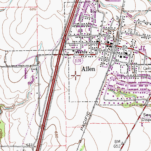 Topographic Map of Allen Fire Department Station 1, TX