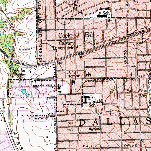 Topographic Map of Cockrell Hill Volunteer Fire Department, TX