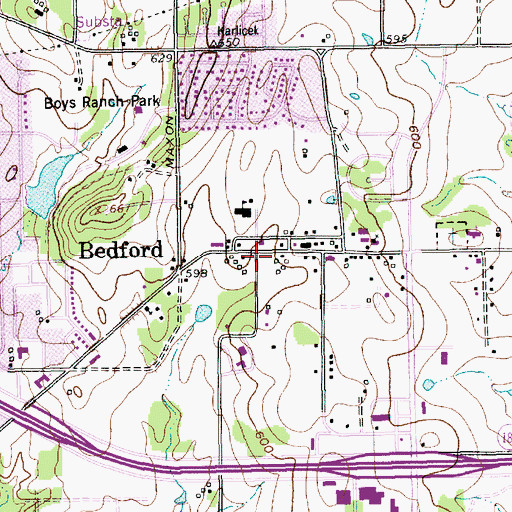Topographic Map of Bedford Fire Department Station 1, TX