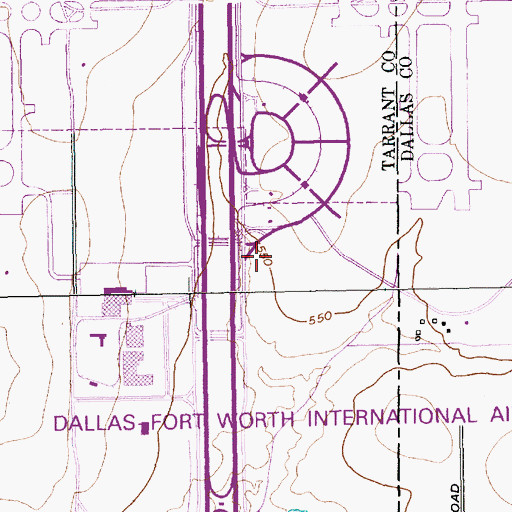 Topographic Map of Dallas Fort Worth International Airport Department of Public Safety Station 5, TX