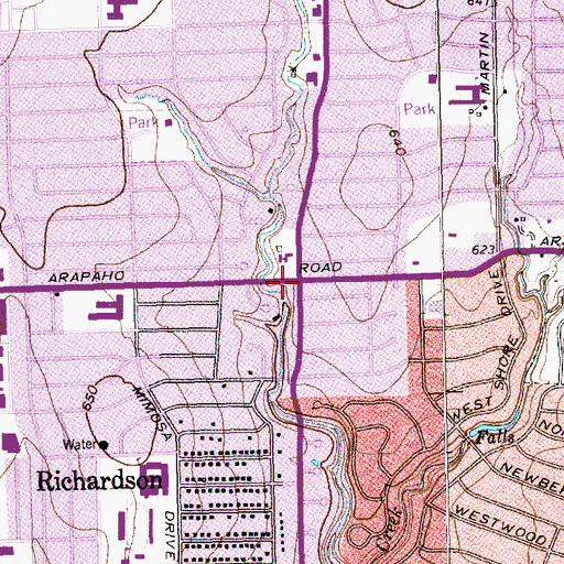Topographic Map of Richardson Fire Department Station 2, TX