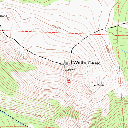 Topographic Map of Wells Peak, CA
