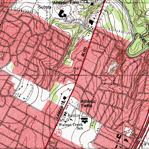 Topographic Map of Travis County Fire Control Emergency Services District 4 Station 4, TX
