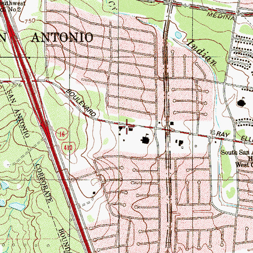 Topographic Map of San Antonio Fire Department Station 36, TX