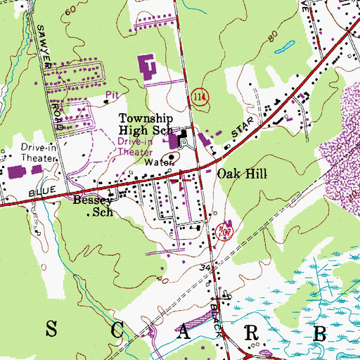 Topographic Map of Scarborough Fire Department Oak Hill Station, ME
