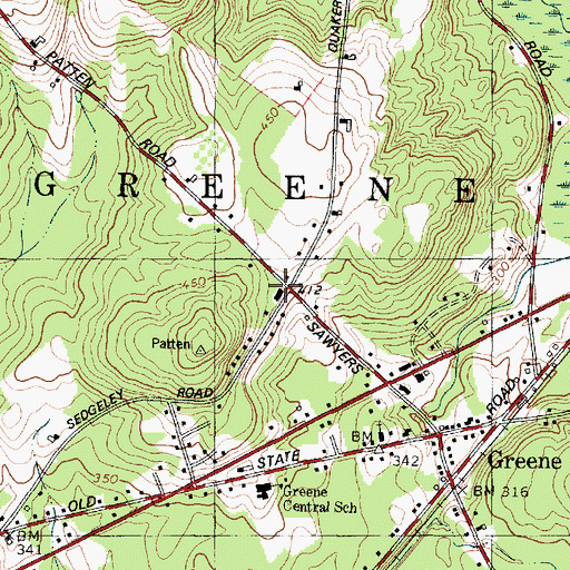 Topographic Map of Greene Volunteer Fire Department, ME