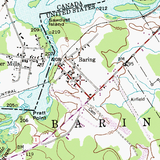 Topographic Map of Baring Plantation Volunteer Fire Department, ME