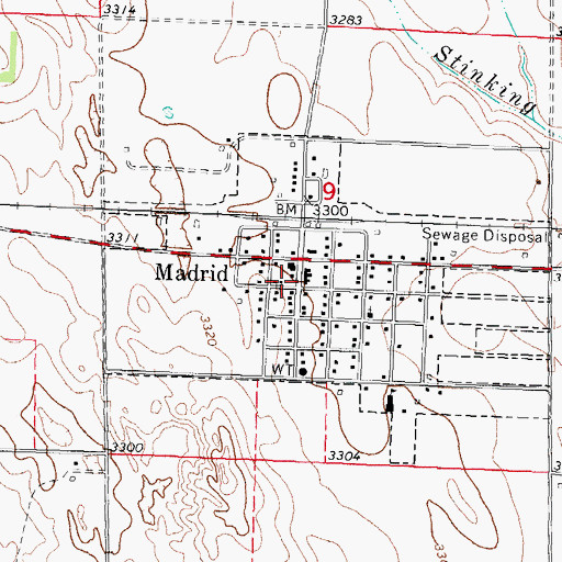 Topographic Map of Madrid Volunteer Fire Department, NE