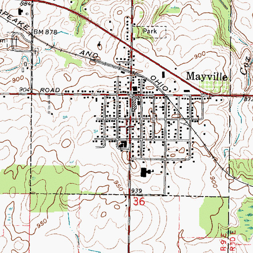 Topographic Map of Mayville Post Office, MI
