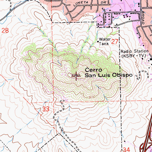 Topographic Map of Cerro San Luis Obispo, CA