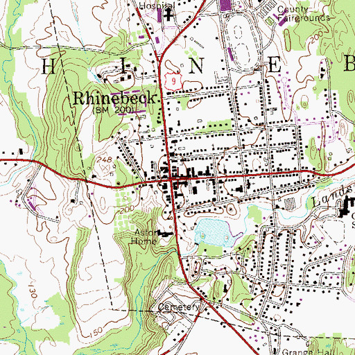Topographic Map of Rhinebeck Village Historic District, NY