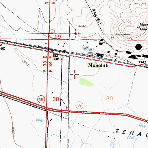 Topographic Map of Monolith, CA