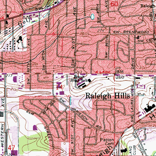 Topographic Map of Thomas Edison High School, OR