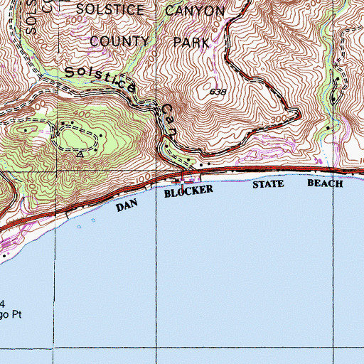 Topographic Map of Solstice Canyon, CA
