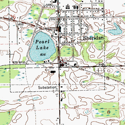 Topographic Map of Sheridan Station (historical), MI