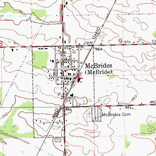 Topographic Map of McBrides Station (historical), MI