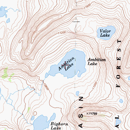 Topographic Map of Ambition Lake, CA