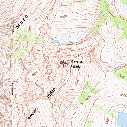 Topographic Map of Arrow Ridge, CA