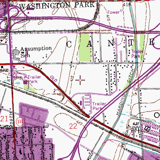 Topographic Map of Green Acres Farm, IL