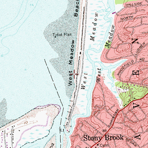 Topographic Map of West Meadow Beach Historic District, NY