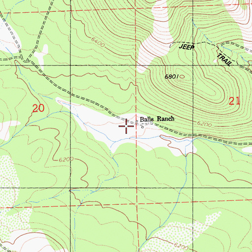 Topographic Map of Balls Ranch, CA